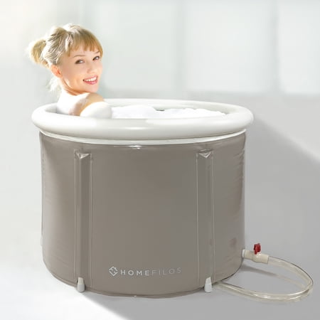 Portable Bathtub (Small) by Homefilos, Japanese Soaking Bath Tub for Shower Stall, Inflatable