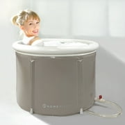 Homefilos Portable Bathtub (Small), Japanese Soaking Bath Tub for Shower Stall, Inflatable Flexible Plastic Adult Size Foldable Ofuro