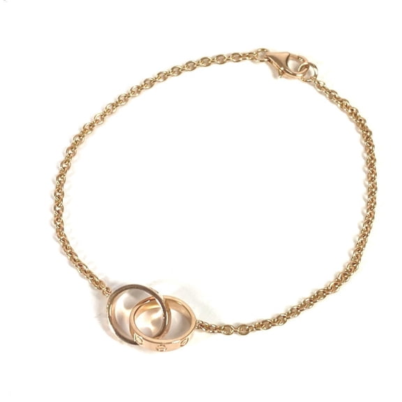 Pre-Owned CARTIER LOVE Double Ring Bracelet with Logo Chain Bracelet, 18K Gold and PG... (Good)