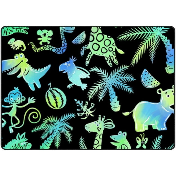 Crawling Indoor Carpet Play Mat Animals Palm for Living Room Bedroom Educational Nursery Floor Mat Area Rugs 60x39inch