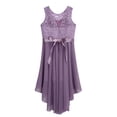 thumbnail image 5 of inhzoy Kids Big Girls Floral Lace Flower Girls Bridesmaid Dress High Low Hem Sleeveless Wedding Birthday Party Dress Light Purple 12, 5 of 7