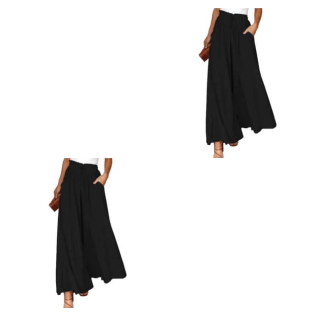 Pantalones de pierna ancha fluidos Qarigey para mujer negro M