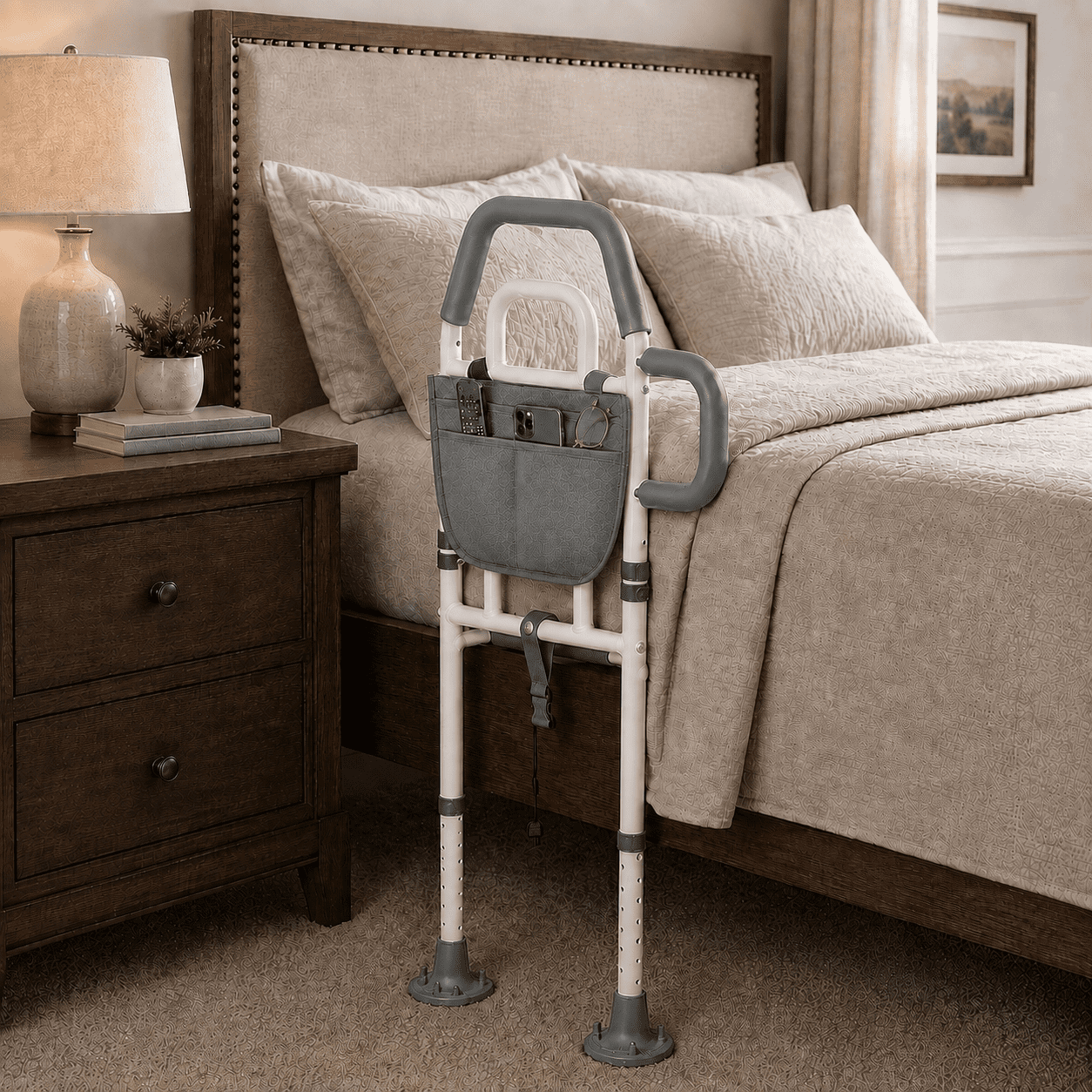 Bed Rails for Elderly Adults Safety, Upgraded Bed Assist Rail for Seniors -Adjustable Side Bed Guard Rails Handle Support Bar with Storage Bag