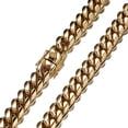 thumbnail image 4 of 7" - 40" 316L Stainless Steel Cuban Miami Chains Necklaces Heavy Gold Color Link for Men Hip Hop Rock Jewelry, 4 of 6