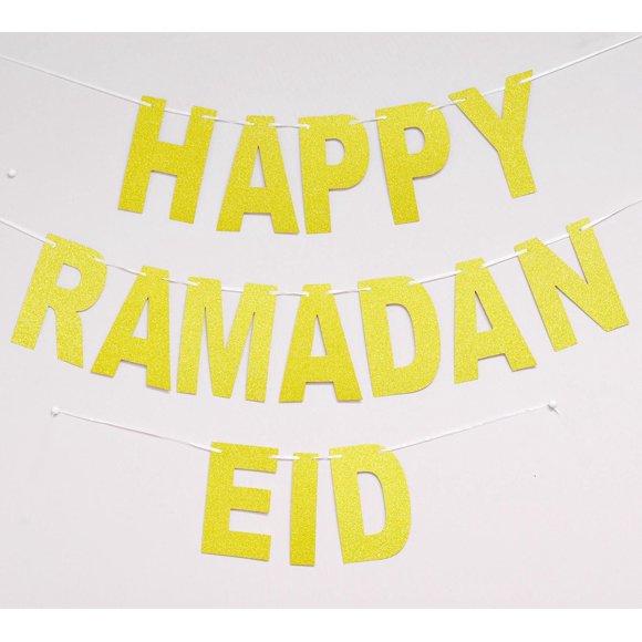 modernEID gold glitter letter Ramadan Eid banner