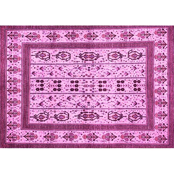 Ahgly Company Indoor Rectangle Abstract Pink Contemporary Area Rugs, 7' x 10'