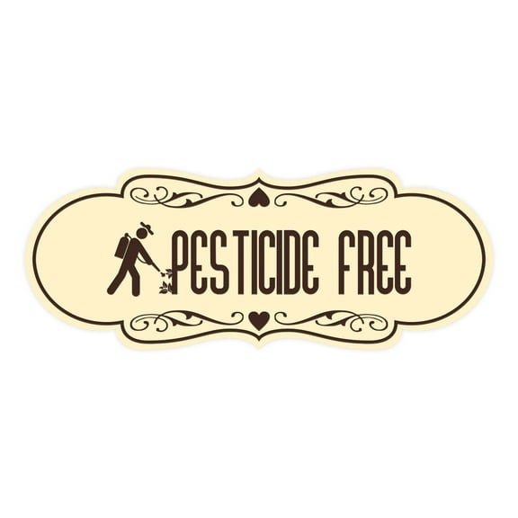 Designer Pesticide Free Sign (Ivory/Dark Brown) - Large