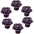 thumbnail image 1 of 6 uds. Perillas de puerta de cerámica Vintage con flores y rosas, manija para cajón de cocina (púrpura), elegantes perillas de cerámica para gabinete con flores rosas, 1 of 5