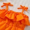 thumbnail image 5 of THDHVS Baby Girl Outfits,Newborn Girl Clothes,Newborn Baby Girl Bodysuit Sleeveless Halter Frill Romper Ruffled Hem One-piece Jumpsuit Orange 12-18 Months, 5 of 7