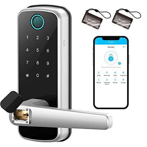 Smart Door Lock, Olumat Keyless Entry Door Lock Fingerprint Door Lock With Keypad Electronic Digital Door Lock With Handle For Home, Rental, Office And Hotel