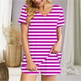 thumbnail image 3 of Fashion 2 Piece Sets for Women Summer Plus Size Striped Casual Home Two-piece V-neck Top With Pocket Shorts Set, 3 of 7