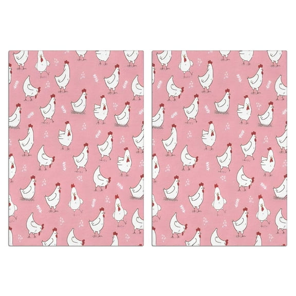 2 Pcs Funny Kitchen Towels,Pink Chicken Pattern Microfiber Dish Towels,Kitchen Tea Towels,Kitchen Towel Set (18" X 26")