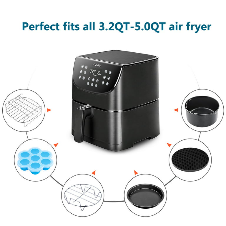 7 Inch Air Fryer Accessories Set of 8 Compatible with 3.2QT - 6.8QT Air  Fryers
