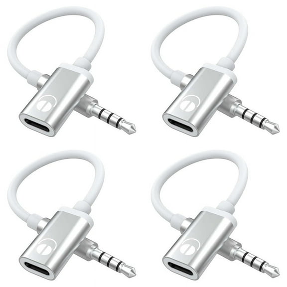 4pcs 3.5mm Male to Type C Female Audio Cable Cord, Analog Audio Jack Headphone Audio Adapter for MP3 Player, Laptop, C