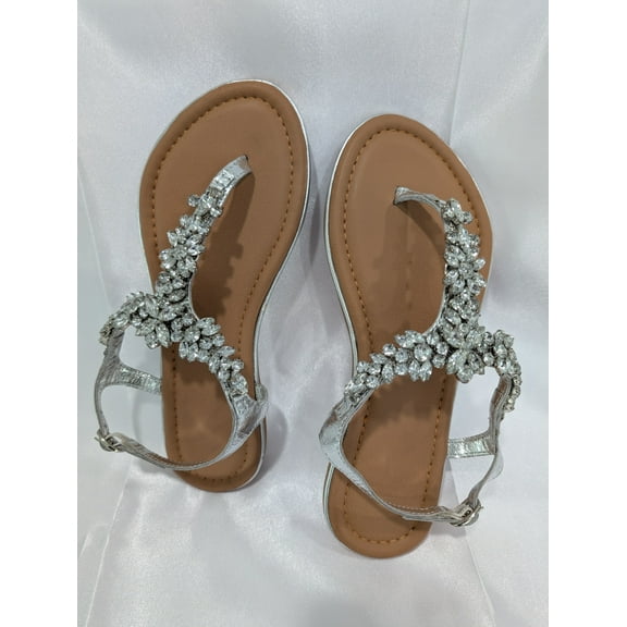 Fashostyle T-strap Trim Slingback Flat Women Sandal - SILVER