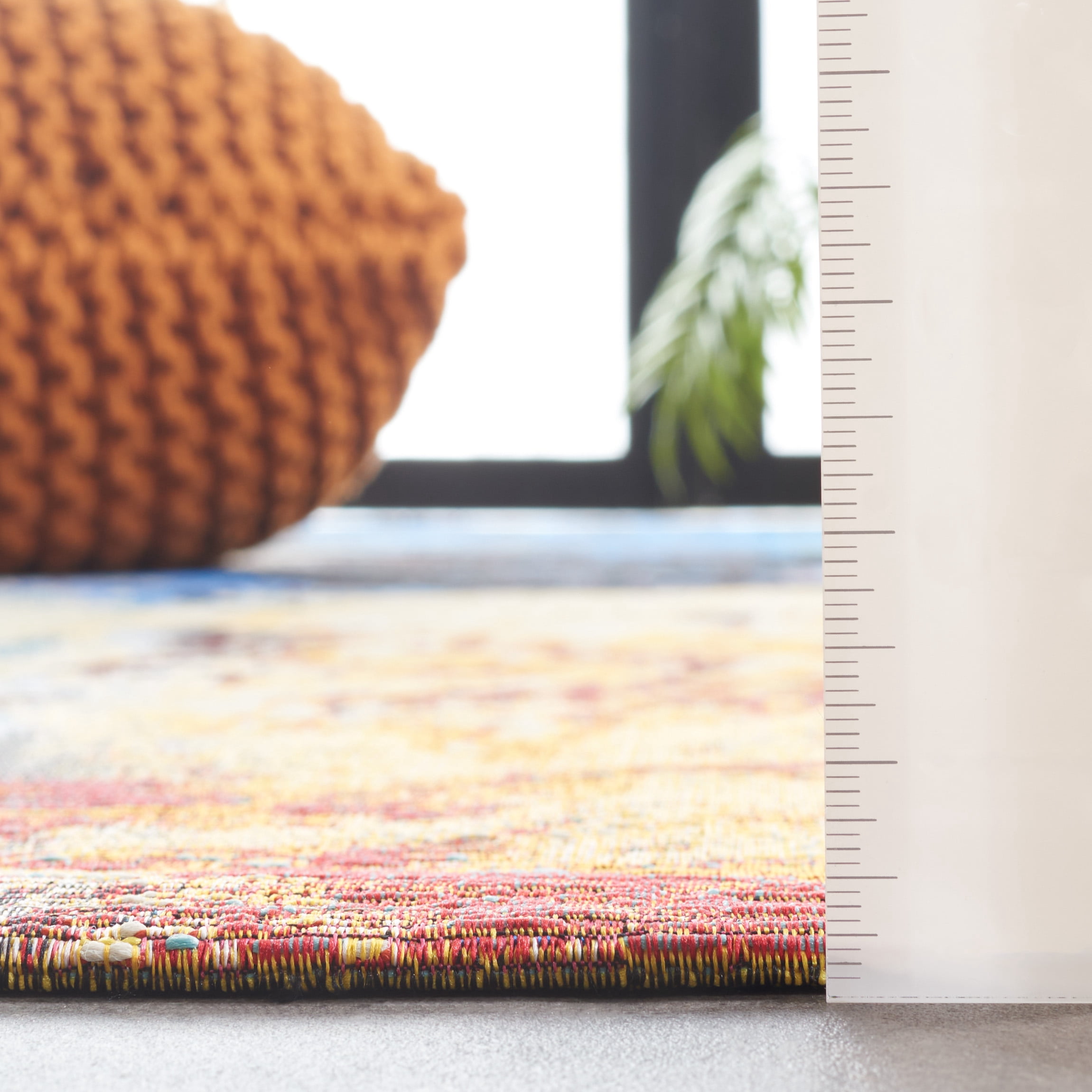 SAFAVIEH Barbados Creighton Abstract Indoor/Outdoor Area Rug, Blue/Rust Gold, 8' x 10'5"