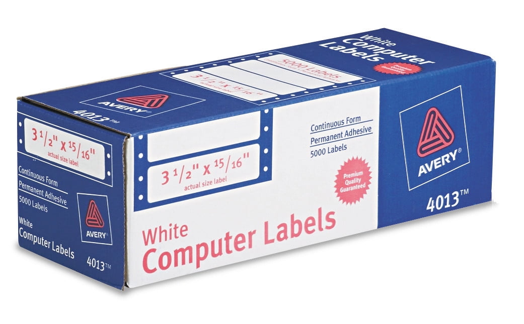 Continuous Form Computer Labels for Pin Fed Printers, 3-1/2