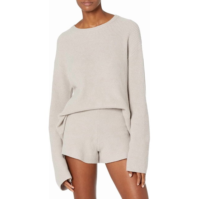 The Drop Womens Alice Crew-Neck Back-Slit Ribbed Pullover Sweaterpullover-Sweaters