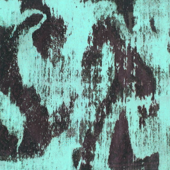 Ahgly Company Indoor Square Abstract Turquoise Blue Modern Area Rugs, 5' Square