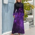 thumbnail image 4 of Galaxy Sky Print Dress High Waist The Starry Space Boho Beach Dresses Long Sleeve Aesthetic Long Maxi Dress Vintage Vestidos, 4 of 5