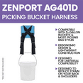 thumbnail image 5 of Zenport AG401D Deluxe Agrikon Padded Picking Bucket Harness, Blue, 5 of 6