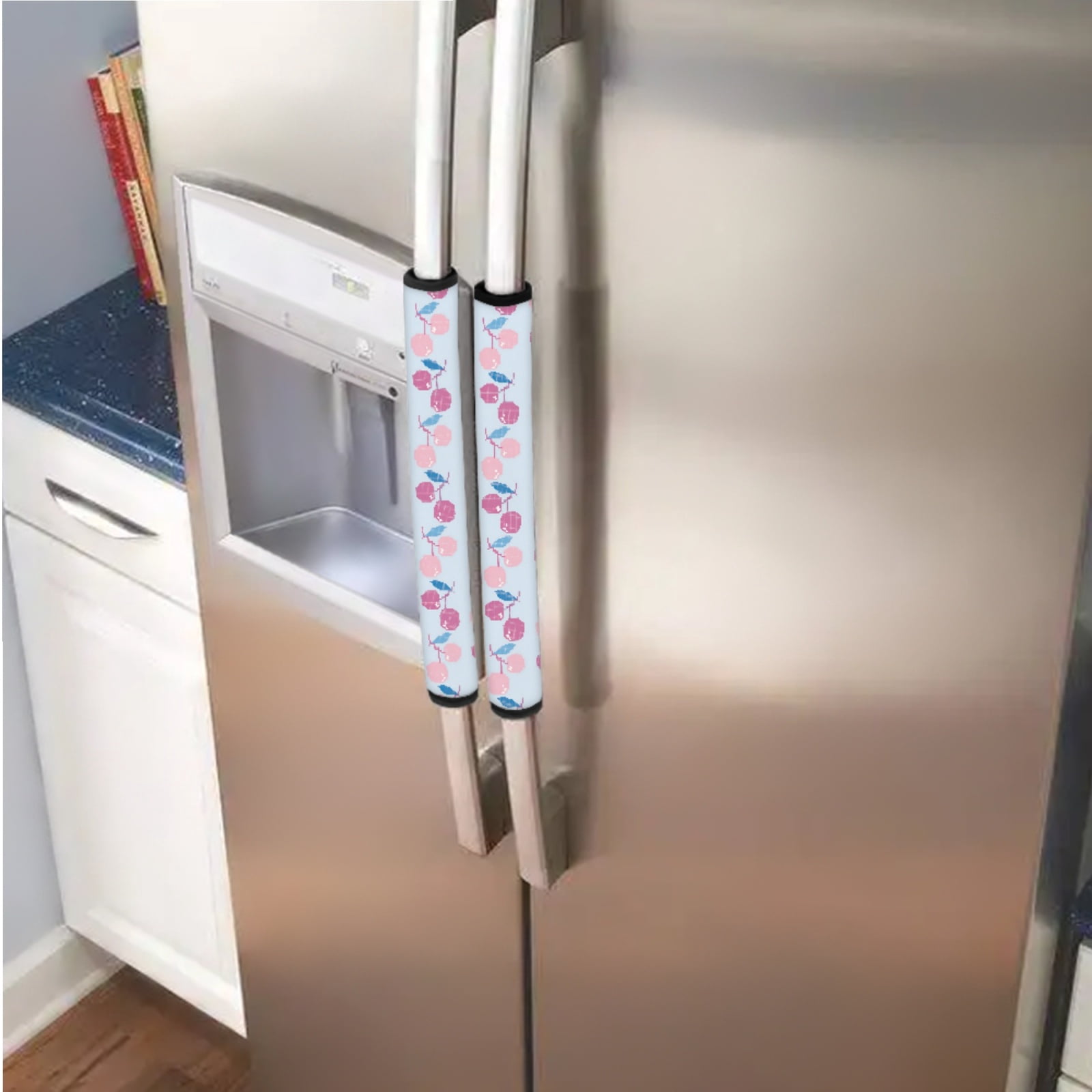 SEANATIVE Refrigerator Door Handle Covers Set of 6 Washable Kitchen Electrical Appliance Decor Handles Protective Fridge Decorations Keep Off Fingerprints, Liquids, Oil Stains, Cherry Light Blue