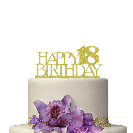 Happy 18th  Birthday  Cake Topper Gold Sweet 18th  Birthday  