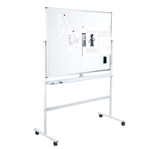 21.65"X49.61"X68.5",Mobile Magnetic Double-Sided Reversible Whiteboard(L:21.65",W:49.61",H:68.5")