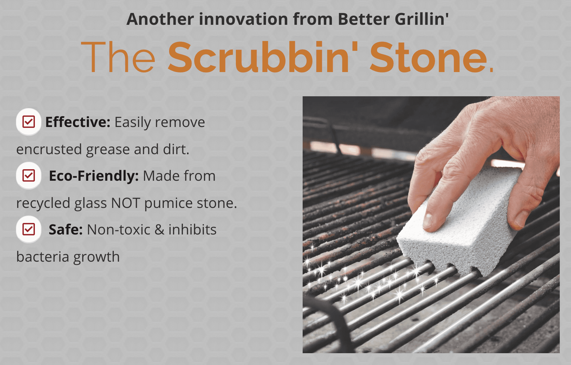 Better Grillin Scrubbin Stone Grill Cleaner-Scouring Brick/Barbecue Grill Brush/Barbecue Cleaner for BBQ, Griddle, 12pk