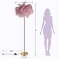 thumbnail image 3 of Feather Floor Lamp  Corner Lamp Gold with 5 standard G4 Bulbs - Bean Paste Pink, 3 of 8