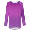 thumbnail image 4 of Yuwull Women Tops Striped Long Sleeve Casual Tunic Round Neck Tops Loose Blouse Shirt Pullover, 4 of 5