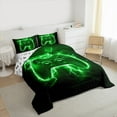 thumbnail image 3 of Homewish Neon Gamepad Gaming Bedding Comforter Set, Bling Green Lightning Twin Comforter Sets, Cartoon Video Game Controller Reversible Bedding Set, Microfiber Bedroom Decor, 2pcs, 3 of 8