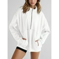 thumbnail image 2 of Women's Half Zip Sweatshirts Fleece Stand Collar Long Sleeve Thumb Hole Oversized Pullovers with Pockets, 2 of 5