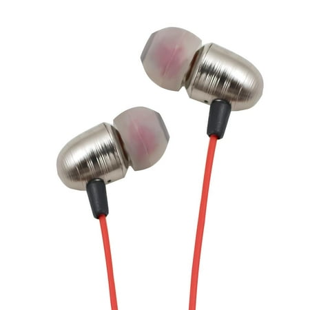 Heavy Bass 3.5mm Stereo Earbuds/ Headset/ Earphones for Samsung Galaxy S Light Luxury,A8 Star, A9 Star,J7 Star,Amp Prime 3,On6,J7 (2018) (Grey/ Red) - w/ Mic + MND