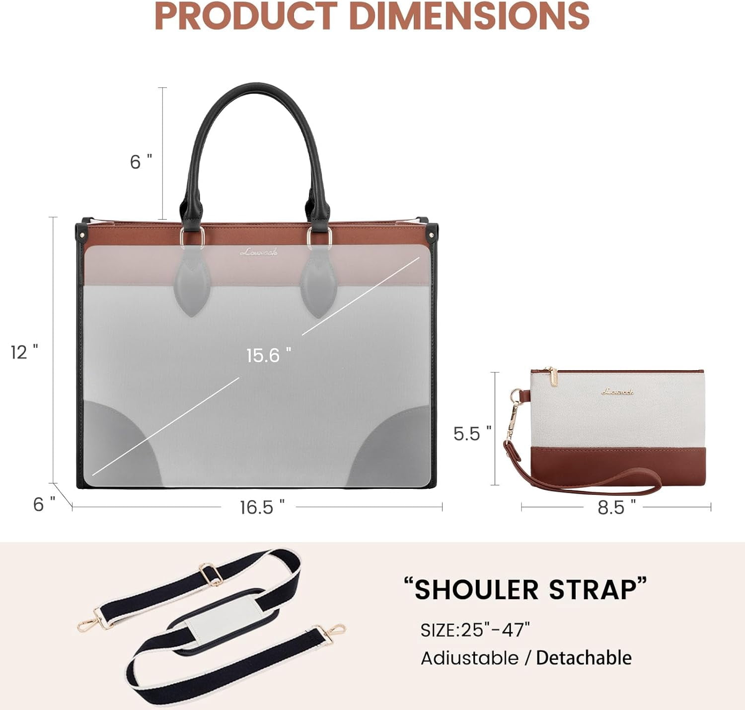 LOVEVOOK Laptop Bag for Women 15.6 lnch,Waterproof Laptops Tote Bags for Womens,Professional Work Bags for Women with Cup Holder,Large Laptop Purse Computer Briefcase Office Teacher Clutch Bag,2 PCS