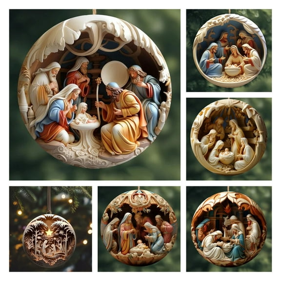 Hwkond Christmas Tree Pendant Decoration Nativity Christmas Ornament, Christmas Tree Decorations, Pendant Acrylic Car Accessories