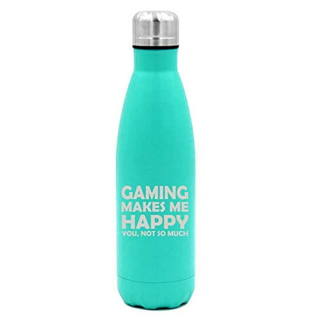 

MIP Brand 17 oz. Double Wall Vacuum Insulated Stainless Steel Water Bottle Travel Mug Cup Funny Gaming Makes Me Happy You Not So Much (Light-Blue)