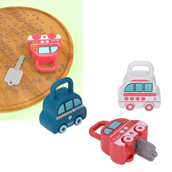 Locks Keys Matching Toy, Independent Thinking Different Color Plastic Rounded Edges Car Shaped Kids Learning Locks Toy Numbers for Home Play