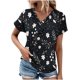 thumbnail image 1 of Tops de Algodón para Mujeres Cuello en V Moda Casual Manga Corta Primavera Verano Top para el Hogar Y Diario, 1 of 6