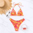 thumbnail image 4 of Gibobby Conjunto de Traje de Baño para Mujer Nuevo traje de baño de bikini sexy con cordones y estampado de copa triangular europea y americana para muje(Naranja,M), 4 of 5