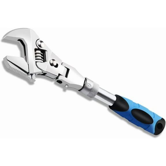 Flex Head Adjustable Wrench, Flexible Retractable Ratchet Crescent Wrench, Rotable for Use in Tight Spaces, Pipe Repair