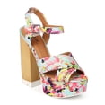 thumbnail image 1 of Qupid EK51 Women Tropical Peep Toe Criss Cross Block Heel Platform Sandal, 1 of 6