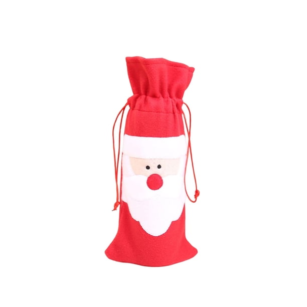 Cateissary Botella de vino de Navidad, bolsa flexible, manga bordada, suministros de vestido de Claus, decoraciones de reutilizables, nuevo Kits de decoración para fiestas Cateissary HA070137-00B