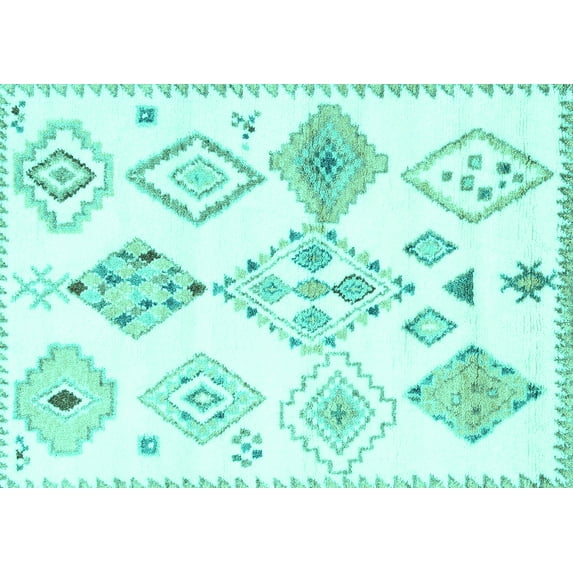 Ahgly Company Indoor Rectangle Solid Turquoise Blue Modern Area Rugs, 5' x 8'