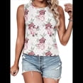 thumbnail image 1 of Camisas Casuales de Verano para Mujer, con Cuello Redondo y Mangas , Blancas con Flores Rojas, Talla L, 1 of 7