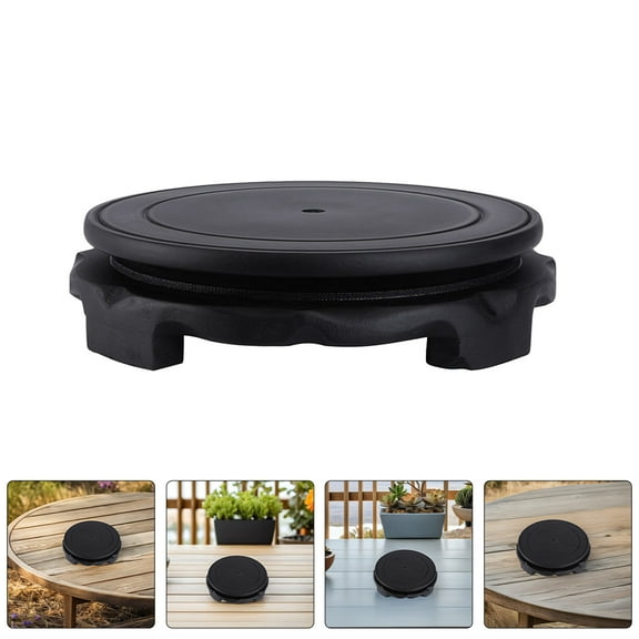 Homoyoyo Aquarium Stand Black Round Wood Base Fish Tank Display Stand for Living Room Office Decor