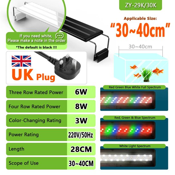 Iluminación led para acuario, lámpara Extensible e impermeable con Clip para pecera, CA de 110V/220v, 10w, 14w, 20-60CM