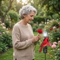 thumbnail image 5 of 2026 Solar Red Cardinal Memorial Stakes for Graves - Metal Cemetery Decorations with LED Light, Sympathy Gift for Loss of Mother Mom Grandma, Garden Grave Markers 2pcs, 5 of 8