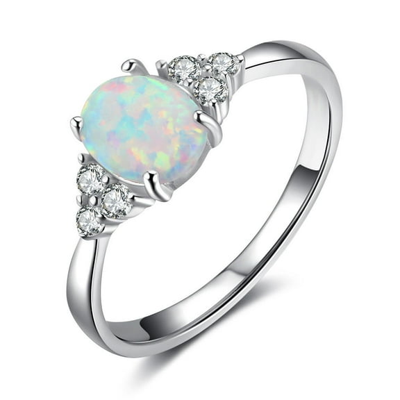 Oval Cut Opal Engagement Ring with Moissanite in 925 Sterling Silver – Minimalist Promise Ring, Unique Women’s Wedding Anniversary Jewelry Gift
