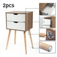 Kadyn Bedside Table for Bedroom, Mid Century Modern Side Table with 2 Drawer for Nursery, End